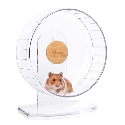 Niteangel Super-Silent Hamster Exercise Wheels - Quiet Spinner Hamster Running Wheels with Adjustable Stand for Dwarf Syrian Hamsters Gerbils Mice Or Other Small Animals (Transparent, Medium) - Image 1