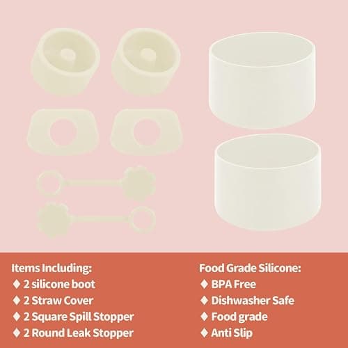 SALUOKE Stanley Cup Accessories - 8 Pcs Set,Stanley Cup Boot | Including Straw Cover Cap, Square & Round Leak Stoppers, Silicone Boots for Stanley Cup 2.0 40/30oz/Tumbler(Cream 2.0) thumbnail 2