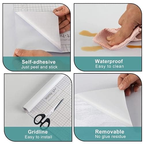 Arthome 17"x120" White Contact Paper, Peel and Stick Matte Wallpaper, Self Adhesive Decorative Vinyl Paper for Countertop, Cabinet, Table, Shelves, Furniture Renovate and Wall Covering Decoration thumbnail 7