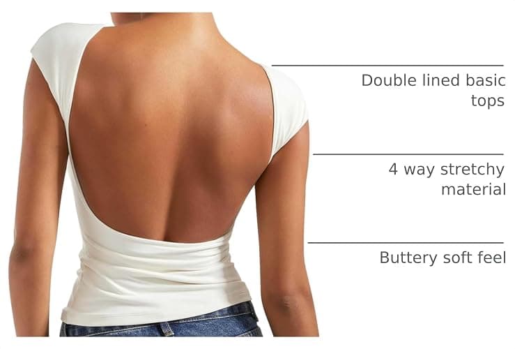 SUUKSESS Women Backless Sexy Going Out Tops Double Lined Open Back Y2k Basic Tee Shirts thumbnail 4