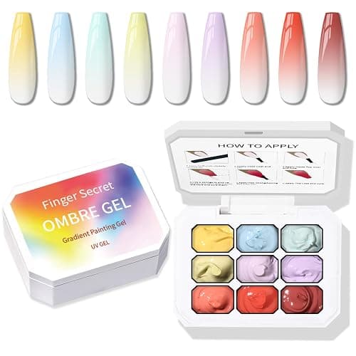 Sponge Pat Paint Nail Gel, 9 Colors Ombre Nails Gradient Gel Nail Blush Blooming Aura Nails Drawing Stripper Floral Painting Nail Art, No Wipe, UV/LED Curing (9 Colors A) - Image 1