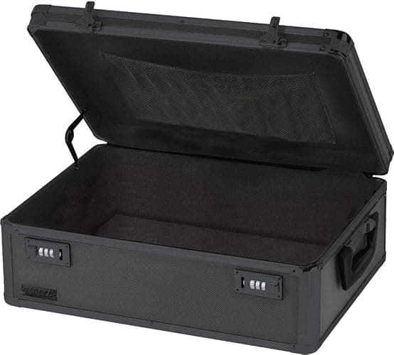 Vaultz Storage Lock Box - 6.5 x 19.25 x 13.5 Inch Lockable Dorm Storage Trunk with Combination Lock - Briefcase, Medicine Box, Lock Boxes for Personal Items, Cash, Laptop - Black on Black thumbnail 6
