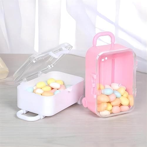 BaaSid 4PCS Mini Plastic Travel Suitcase Candy Box Suit for Doll Wedding Party Decoration,Doll Suitcase, Mini Luggage,suitcase Gift Box thumbnail 2