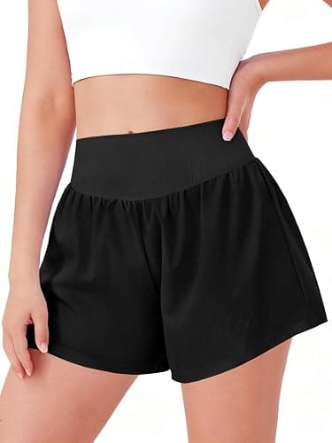 Haloumoning Girls Athletic Shorts Kids Qucik Dry High Waisted 2 in 1 Running Biker Shorts with Pockets 5-14 Years thumbnail 2