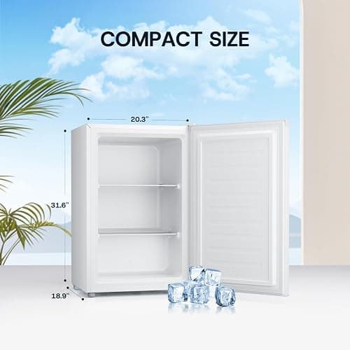 Upstreman 3.0 Cu.ft Small Mini Freezer Upright Freezer with Reversible Door, Fast Cooling, 5 Adjustable Thermostat, Stand Up Freezers with Ice Trays Defrosting Tools for Home, Dorm (White) thumbnail 2