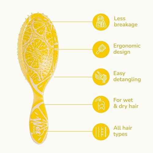 Wet Brush Original Detangler, Lemon (Tutti Fruitti), Ultra-Soft IntelliFlex Bristles Glide Through Tangles, Detangling Hair Brush, All Hair Types (Wet & Dry), Women & Men, Limited Edition thumbnail 5