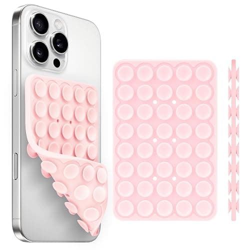 Yojaro Silicone Suction Cup Phone Case Mount Double Sided, Phone Accessories Hands-Free Strong Grip Holder for Selfies and Videos, Silicon Phone Stand for iPhone and Android Light Pink - Image 1