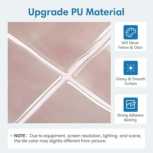 COMSTICKC Upgraded Thicker Pink Peel and Stick Backsplash Tiles for Kitchen, 10 Pcs of 12''x12'',3D Peel and Stick Tiles for Wall Removable Vinyl Backsplash Kitchen Bathroom Waterproof thumbnail 4