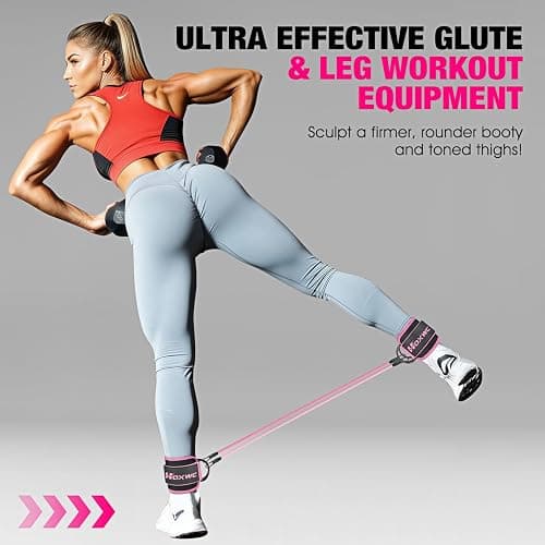 HOXWC Ankle Resistance Bands with Cuffs, Ankle Bands for Working Out, Ankle Resistance Band for Leg, Booty Workout Equipment for Kickbacks Hip Fitness Training, Exercise Bands for Butt Lift Women - 1-pink thumbnail 3