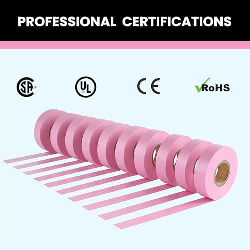 Lichamp 10-Pack Pink Electrical Tape Waterproof, 3/4 in x 66ft, Industrial Grade UL/CSA Listed High Temp Electrical Tape Pink Electric Super Vinyl thumbnail 4