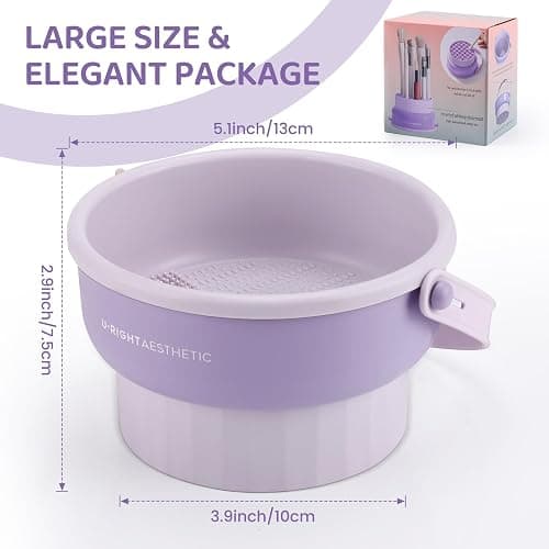Makeup Brush Cleaner Mat 3 in 1 Silicone Makeup Brush Cleaner Bowl Cosmetic Brushes Cleaning Tool Organizer for Storage and Air Drying (Pink) thumbnail 6