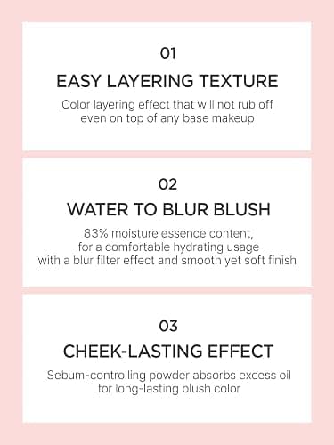 Artist Cushion Blush | Liquid Blur Blush, Korean Makeup (Rosy Petal) | soft matte finish liquid blush, 6 color cheek makeup, cheek tint, Korean beauty blush thumbnail 3