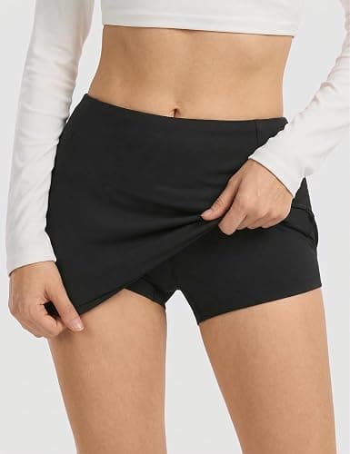 Tisfeer Mini Skirt for Women with Side Split Low Waist Bodycon Skort with Shorts Underneath Casual Trendy Outfits thumbnail 2