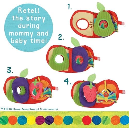 Eric Carle Very Hungry Caterpillar Activity Apple and Plush - Crinkle Texture Inside and Attached Leaf Teether – Hanging Loop for On The Go Fun thumbnail 3