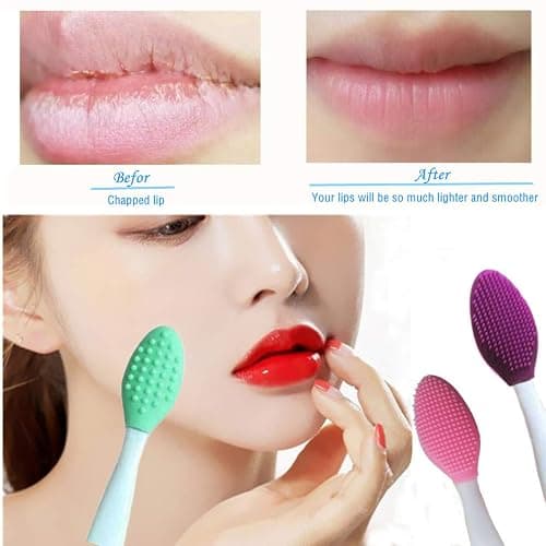 3 Pcs Lip Scrub Brush,Lip Scrubber Exfoliator,Double-Sided Silicone Lip Brush Tool for Men Women Lip Lightening, Lip Exfoliator Scrubber Tool for Dark Lips thumbnail 2