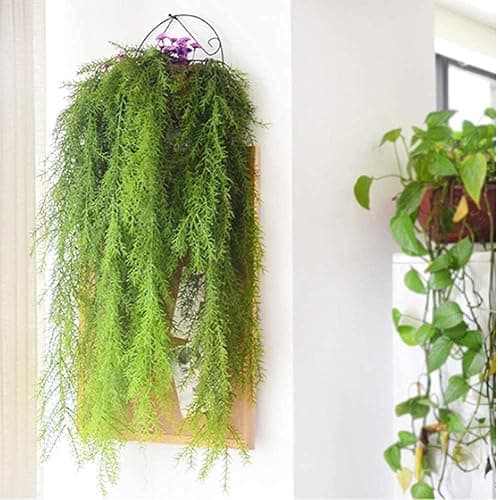 Artificial Pine Garland Hanging Plants 4pcs Faux Fake Hanging Pine Garlands Plant UV Resistant Plastic Plant Wall, Indoor, Outdoor Christmas Decorations thumbnail 2