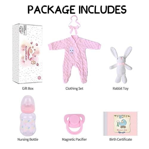 SCOM Realistic Reborn Baby Dolls - 18 Inch Real Life Baby Girl, Silicone Doll with Anatomically Correct Full Body Vinyl, Newborn Lifelike Toddler Accompanied by Rabbit Plush Toys for Ages 3+ Gift thumbnail 6