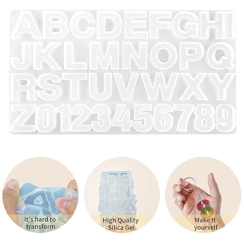 HUOZHI Silicone Alphabet Resin Molds, Number Alphabet Jewelry, Silicone Letter Molds for Resin Casting, DIY Craft Casting, Letter Jewelry Making thumbnail 5