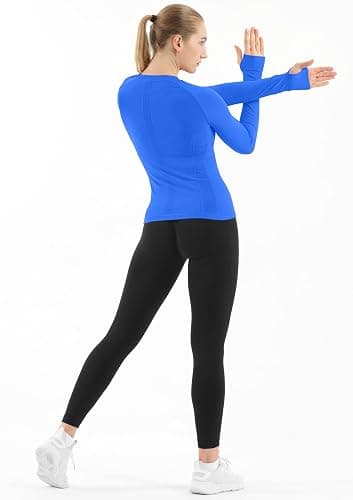 MathCat Seamless Workout Shirts for Women Long Sleeve Yoga Tops Sports Running Shirt Breathable Athletic Top Slim Fit thumbnail 5