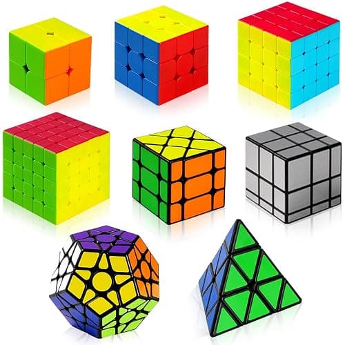 Speed Cubes, [8Pack] Magic Cubes，Puzzle Cube - Megaminx Mirror Pyramid 2x2 3x3 4x4 5x5 Puzzle Cube Collection Speed Cube Bundles for Kids& Adults - Image 1