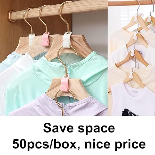 otylzto 50PCS(or100) Hanger Hooks for Plastic Clips Clothes Space Saving Hangers for Clothes Closet Hangers Space Saver thumbnail 3