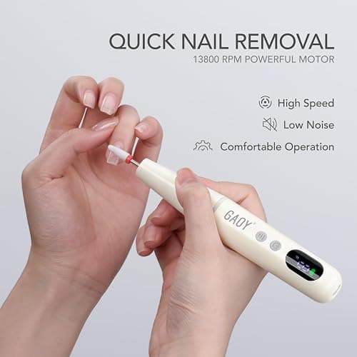 GAOY Cordless Nail Drill, Electric Nail File with LED Display, Milky White | Acrylic Gel Nails, Hand Feet Thick Nails Trimmer Buffer Tool, Lightweight Low-Noise, Gift for Women, Nail Art Beginner thumbnail 2