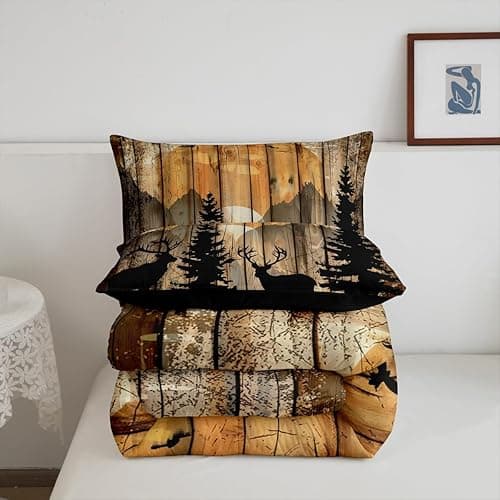 Feelyou Western Rustic Bear Comforter Set, Wooden Farmhouse Bedding Queen, Hunting Wild Animal Quilt Forest Animal Wildlife Hunting Bedding Comforter Sets Kids Boys Teens Adult Men Bedroom Decor thumbnail 6