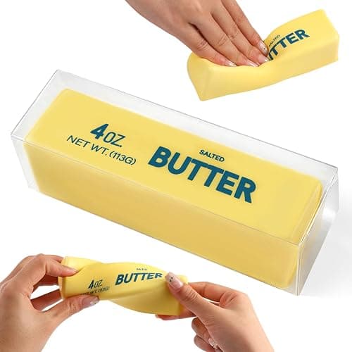 Butter Squishy Fidget Toys Slow Rising Stress Relief Toy - Realistic Butter Stick Squeeze, Soft PU Foam Fidget for Anxiety & Sensory Relief, Cute Desk Decor for Kids, School - Image 1