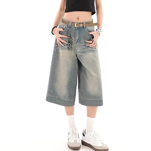 Y2k Baggy Jean Shorts Jorts Y2k Hip Hop Shorts Skater Jeans Grunge Jorts Aesthetic Pants thumbnail 5