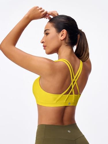 Omwilddo Women's Strappy Sports Bras Light Compression Crop Criss Cross Back Padded Workout Yoga Bra Supportive U Neckline thumbnail 3
