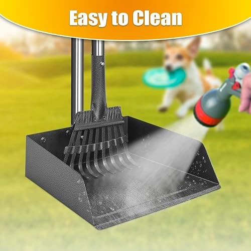TOOGE Larger Pooper Scooper for Large Dogs, Dog Pooper Scooper for Large Medium Small Dogs Long Handle Stainless Metal Tray and Rake Set Heavy Duty thumbnail 5