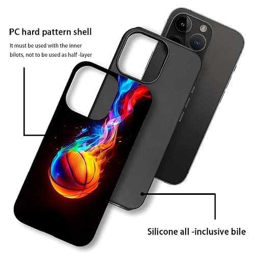 ilikediy for iPhone 16 Pro Case,HH2 Basketball Sport Hybrid 2 Layer Hard Shell Silicone Protective Pattern Design Case thumbnail 3