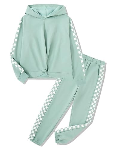 Auiopila Girls Outfits Casual Tops Twist Front Pullover Hoodies Long Sleeve Fashion Sweatshirts and Sweatpants Girl Clothes - Image 1