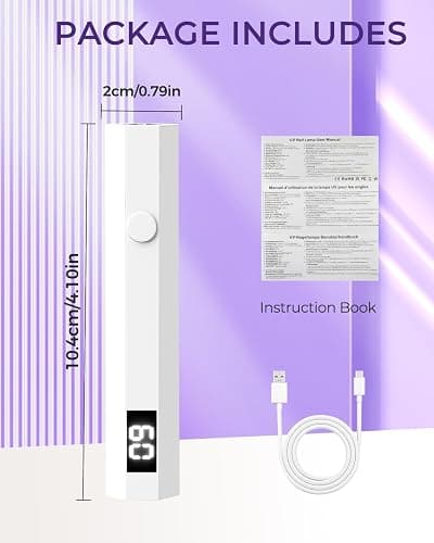 mlogiroa Mini UV Light for Nails with 2 Timer Settings | LCD Display, 20s/60s Timers, Handheld, Portable, 3W, 180mAh, 395-405nm UV Light, Suitable for Travel, Home, DIY, Salon thumbnail 8