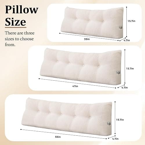 UUluhao Triangular Headboard Pillow Twin XL for College Dorm Headboard Bed Wedge Pillows Bolster Cushion Bed Bolster Triangular Backrest for Reading Resting Cream White,39 * 4.7 * 15.7in thumbnail 2