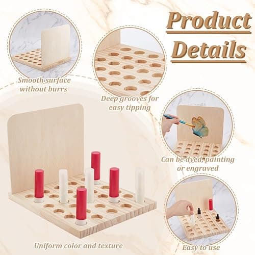 PH PandaHall Wood Lipstick Holder Organizer, 30 Slots Rustic Lip Balm Display Stand Makeup Organizer Storage Case Cosmetic Storage Organizer Rack fit for Lipstick 10ml Essential Oil Roller Storage thumbnail 4
