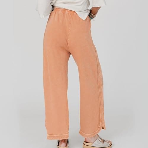 Hixiaohe Women's Casual Wide Leg Sweatpants High Waist Baggy Acid Wash Pants Drawstring Athletic Palazzo Pants with Pockets thumbnail 7