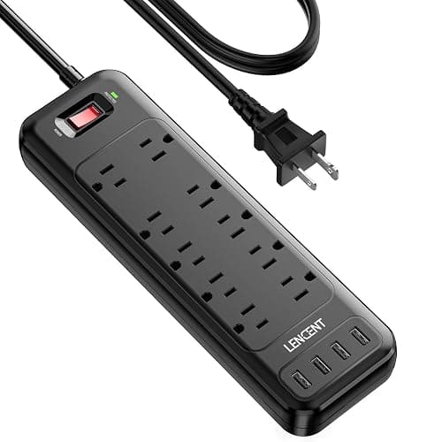 LENCENT 2 Prong Surge Protector Power Strip with USB Ports,Polarized 2 Prong to 3 Prong Outlet Adapter,1700J Surge Protector, 6ft Extension Cord,10 AC Outlets & 4 USB,Non-Grounded Wall Plug Extender - Image 1