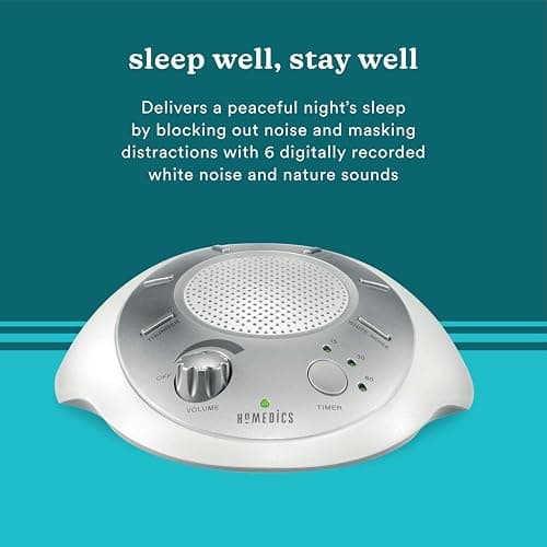 Homedics SoundSleep White Noise Sound Machine, Silver, Small Travel Sound Machine with 6 Relaxing Nature Sounds, Portable Sound Therapy for Home, Office, Nursery, Auto-Off Timer, by Homedics thumbnail 4