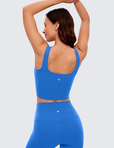 CRZ YOGA Butterluxe Square Neck Crop Tank Top | Light Support, Removable Pads, Yoga, Extremely Soft, Wide Straps, Longline Sports Bras for Women thumbnail 2