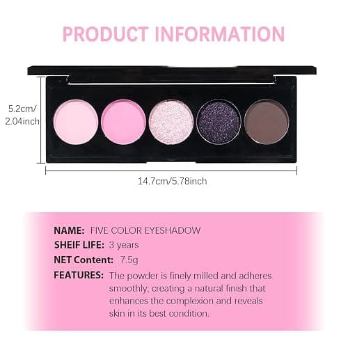 CAKAILA Pink Black Brown 5Colors Eye Shadow Palette Makeup with Mirror,Neutral Vegan Eyeshadow Palette for Older Women Waterproof Long Lasting Naturing-Looking sombras para ojos,Cruelty Free thumbnail 6