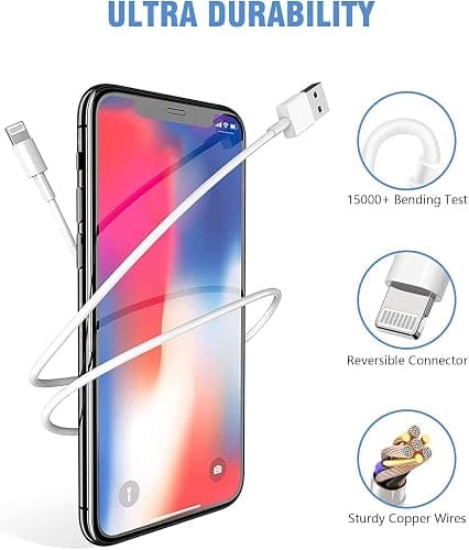 iPhone Charger,2Pack 6FT USB Wall Charger Fast Charging USB Cable Charging Cube Travel Plug Block with 6Foot Fast Cuble Lightning Cable Cord for iPhone 14 13 12 11 Pro Max XS XR X 8 7 SE2022 iPad thumbnail 4
