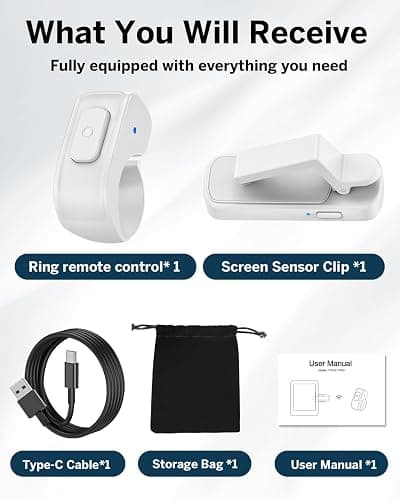 DATAFY [Case-Friendly] Remote Control Page Turner Ring for Kindle Paperwhite Oasis Scribe Kobo eReaders, Camera Camcorder Remote Controls, Page Turner Clicker for ipad iPhone Tablets with Storage Bag thumbnail 9