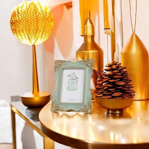 Kaolituis Vintage Picture Frame 4x6 with Gold Trim Antique Tabletop Wall Hanging Photo Frame with Glass Front for Home Decor,Gift Ideas (Green) thumbnail 7