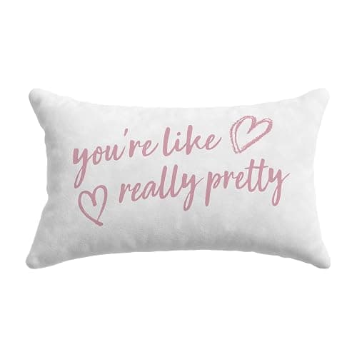 FGFK Preppy Pink You're Like Really Pretty Pillow Cover 12x20, Trendy Girly Pink and White Inspirational Decorative Throw Pillow Cover for Nursery Girls Room Bedroom Dorm Apartment Sofa Couch - Image 1