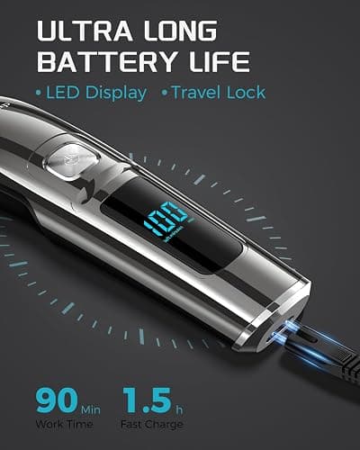 Brightup Beard Trimmer for Men - Electric Razor & Shaver, Cordless Hair Clippers Trimmers Set, IPX7 Waterproof Mens Grooming Kit for Shaving Face, Mustache, Body, Ear, Nose Hair Trimmer, Gifts for Men thumbnail 4