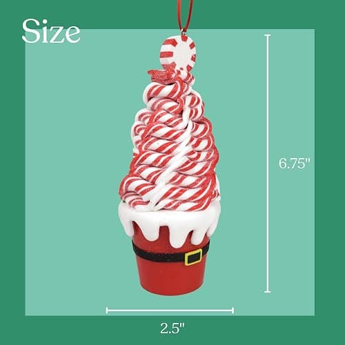 Needzo Festive Peppermint Ornament, Red and White Christmas Tree Decoration, 2.5 x 6.75 Inches, Style May Vary thumbnail 3