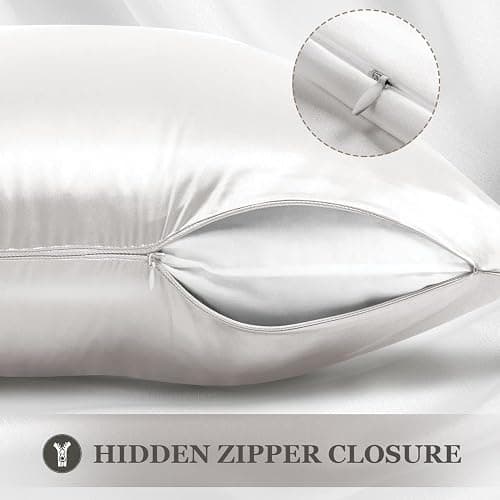 Adubor 100% Silk Pillowcase - Mulberry Silk Pillow Cases, 23 Momme 6A Grade Fibers, Silk Pillow Case for Hair and Skin Health, with Hidden Zipper (Standard 20''×26'', Lvory White, 1PC) thumbnail 5