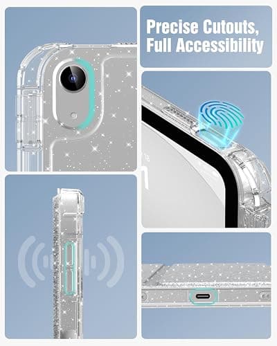 MoKo Glitter Case for iPad (A16) 11th/10th Gen 2025/2022, Glitter Silver | Trifold Stand Folio Case Sparkly Glitter Smart Cover with Pencil Holder Auto Wake/Sleep Soft Flexible TPU bling Cover thumbnail 5