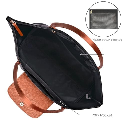 GM LIKKIE Shoulder Tote Bag for Women, Nylon Top-Handle Purse, Foldable Weekend Hobo Handbag (Black2) thumbnail 5